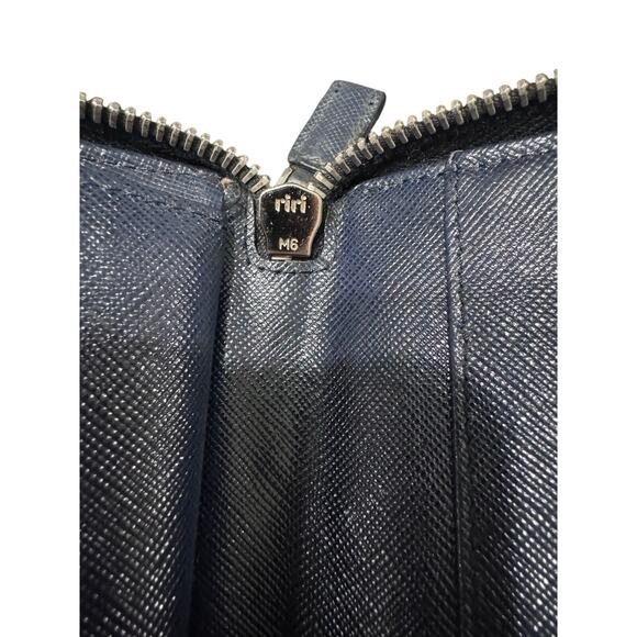 Auth Prada Blue Saffiano Leather Organizer Wallet Large - Picture 16 of 16